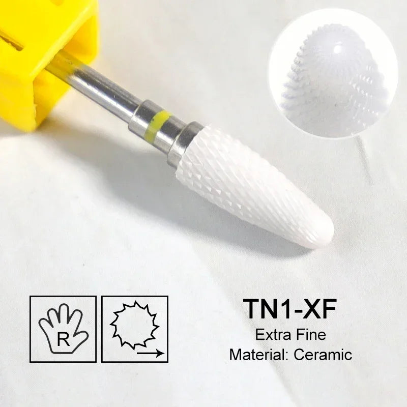 Ceramic Milling Cutter Flame Carbide Nail Drill Bits Pink Gel Remover Electric Machine Drills Polishing Peeling Nails Art Tools