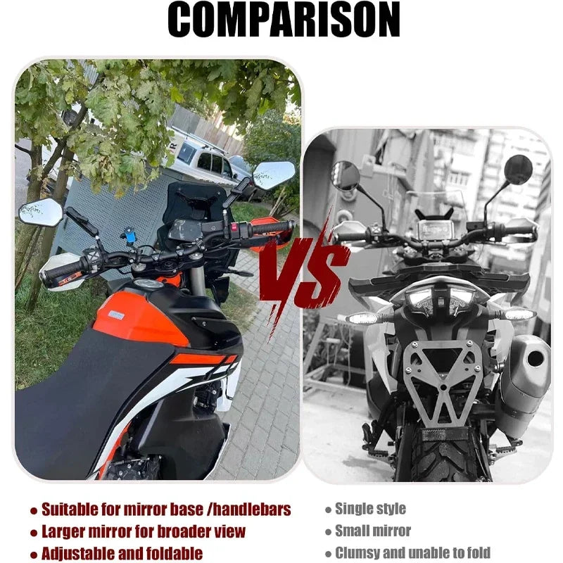 Universal Motorcycle Mirrors Angle FANTIC MV ZERO KYMCO Adjustable Folding Handlebar Side Mirror Adventure Dirt Street Bike ATV