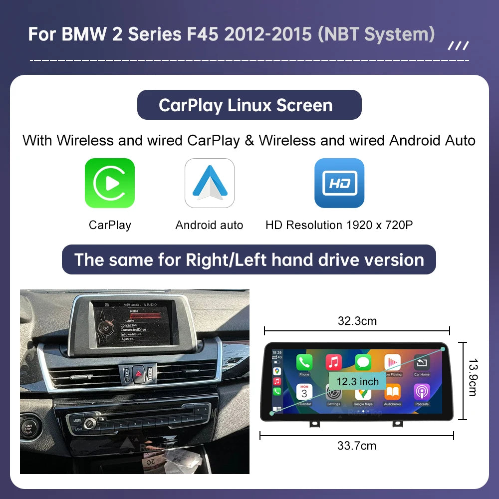 Wireless Carplay Multimedia Screen For BMW 1 2 Series F20 F21 F22 F23 F45 F46 Support Carplay Android Auto Car Radio Player