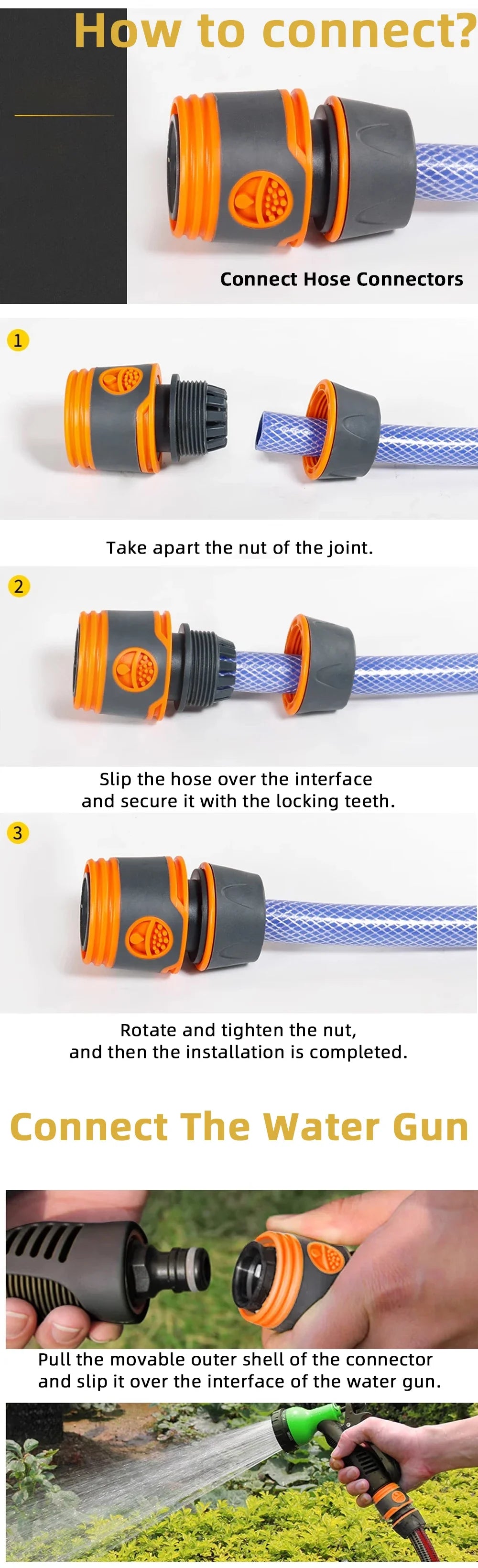 1-Pcs 1/2" 3/4" 1" Garden Hose Quick Connect Adapters -EU BPS Threaded Fittings for Faucets, Spray Guns & Watering Systems