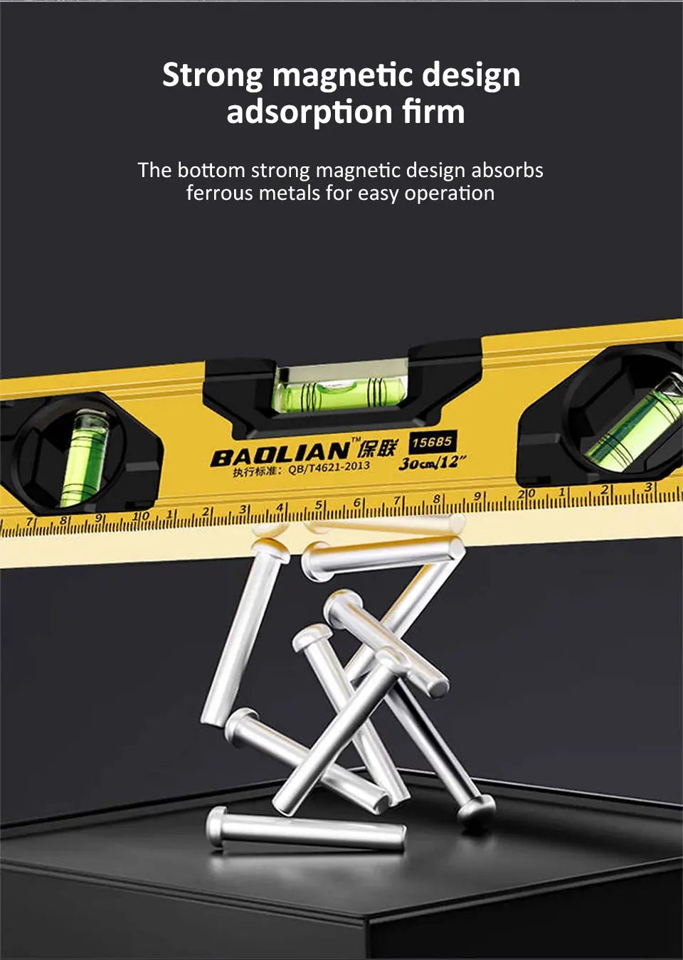 3-In-1 Aluminium Alloy Magnetic Level 45°/90°/180° Bubbles Spirit Level Ruler Shock Resistant Balance Measuring Leveler Tools