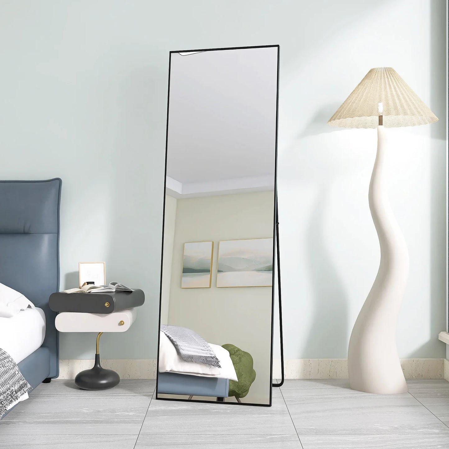 Comanlai Large Floor Mirror,HD Rectangle Full Body Mirror,Tempered Glass Standing Mirror with Aluminium Alloy Frame for Bathroom