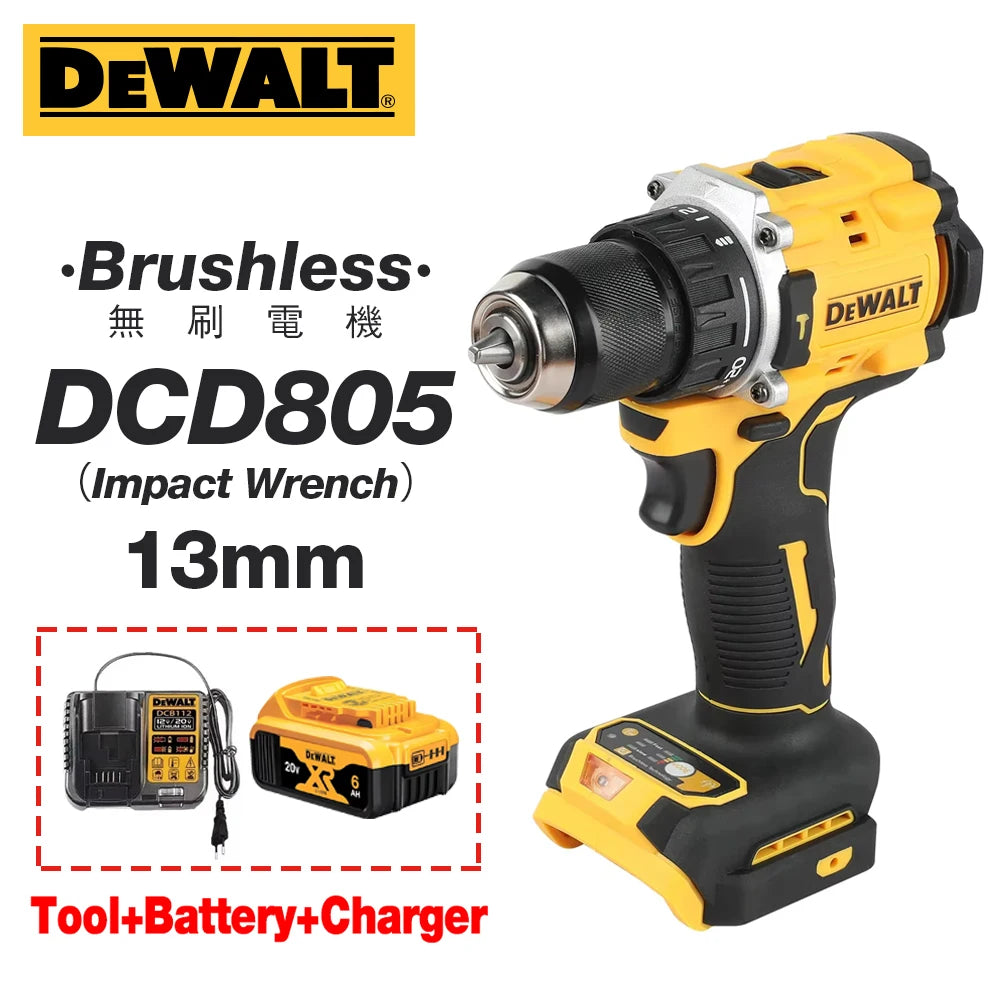 DEWALT Lithium Battery 20V Rechargeable Brushless Compact Electric Screwdriver Hand Drill Impact Drill DCD805