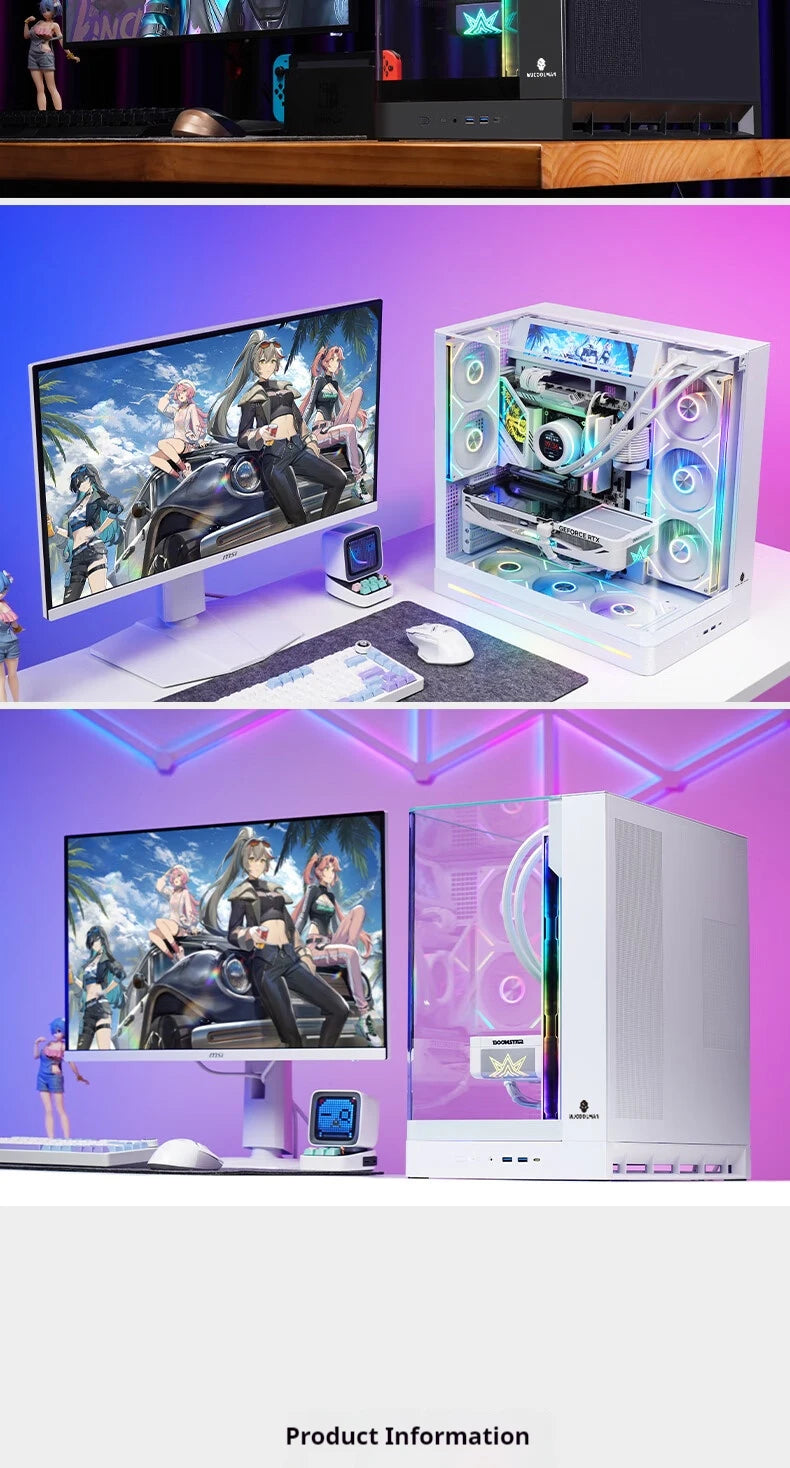 WJCOOLMAN AITO Plus ATX PC case 9.16-inch software screen RGB light strip 360 water cooler curved glass computer case