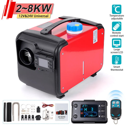 5-8KW Car Diesel Air Parking Heater 12/24V Dual Voltage Gasoline Heater LCD +Pipe Diesel Air Heater For Truck Heater Accessories