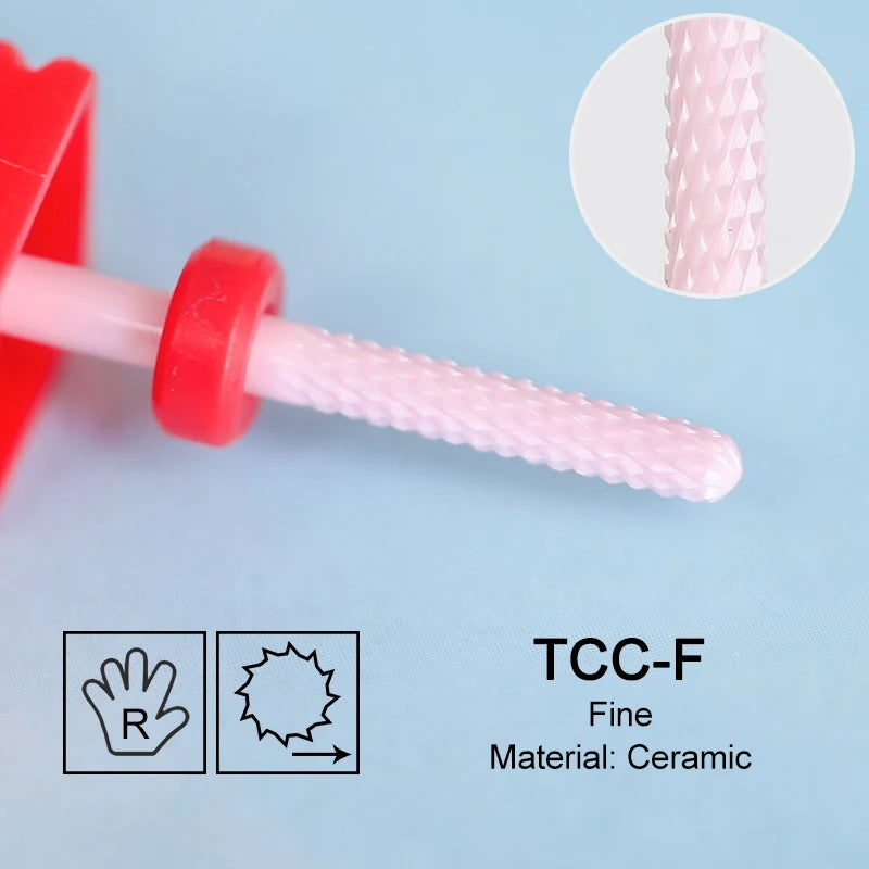 Ceramic Milling Cutter Flame Carbide Nail Drill Bits Pink Gel Remover Electric Machine Drills Polishing Peeling Nails Art Tools