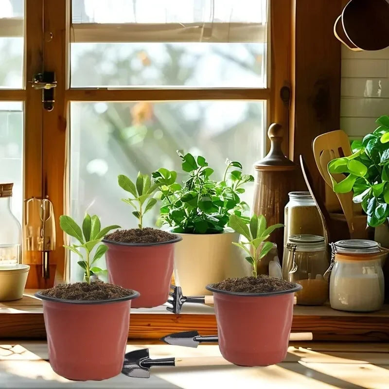 100/20x Flexible Plant Nursery Pots Red and Black Seed Starting Pots Succulents Seedlings Cuttings Transplant Plastic Container