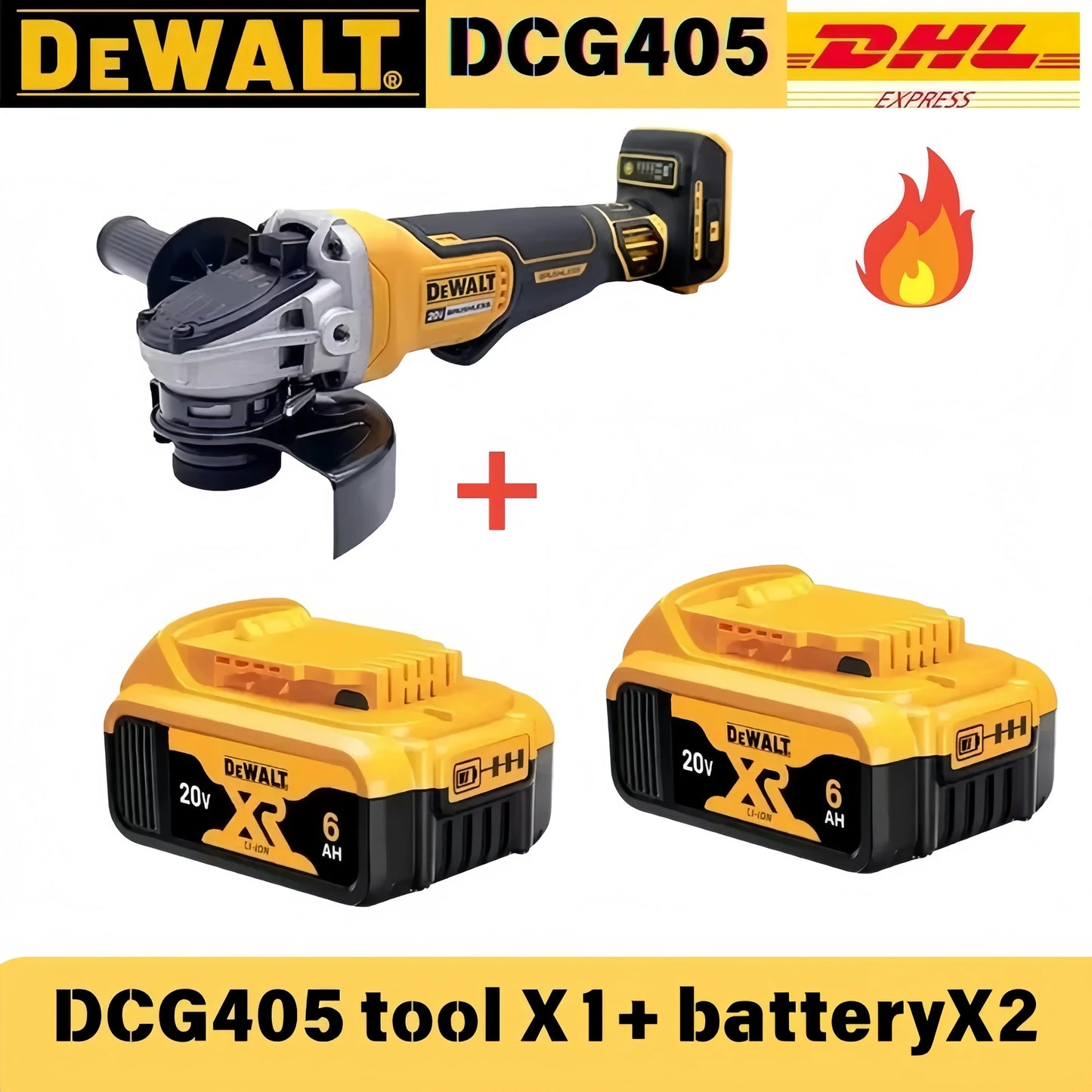 DEWALT DCG405 Brushless Angle Grinder 125mm Flat Head 18V Lithium Battery Tools Bare Cutting Machine Tool rotary tool