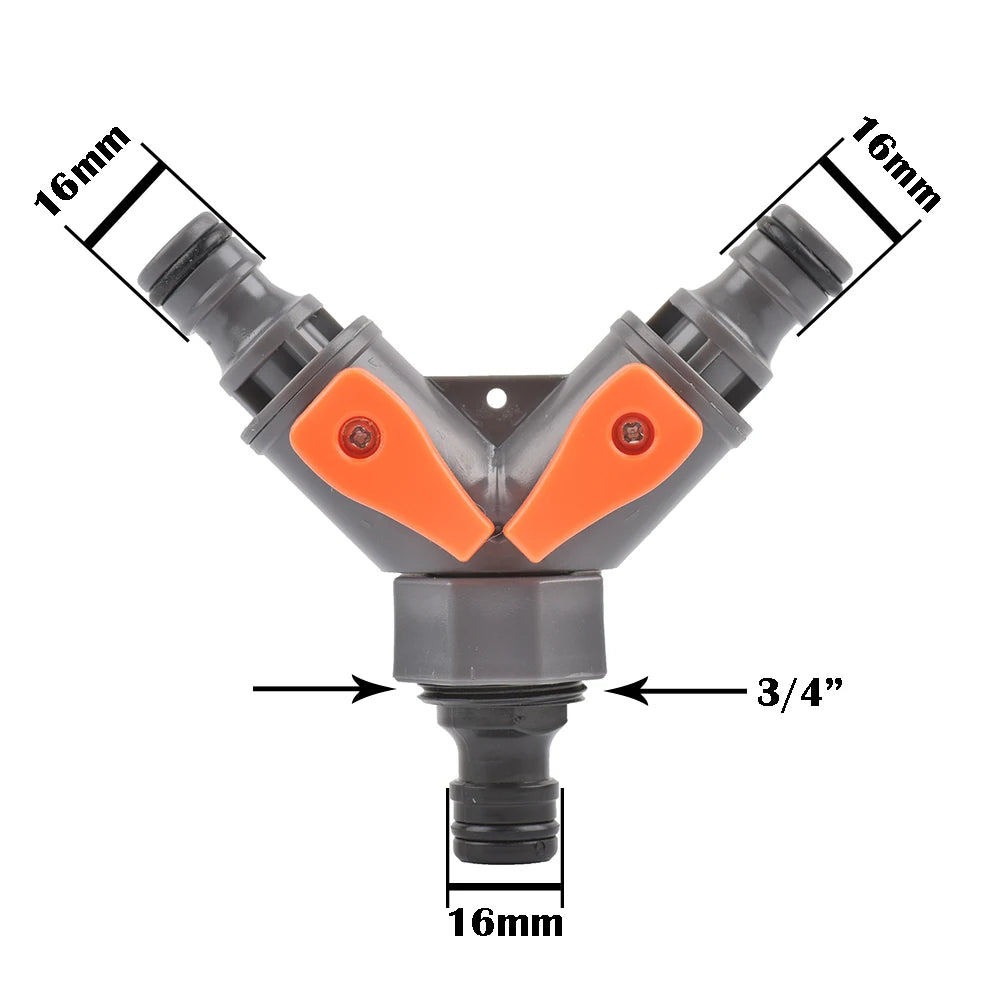 1/2 3/4 Thread 2-way Tap Hose Water Splitter Garden Tap Y Splitter Watering Fittings Adjustable Switch Joints