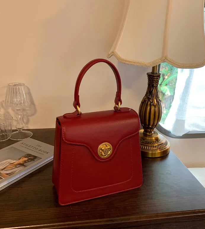Luxury Handbag New PU Material Square Bag French Style Elegant Retro Single Shoulder Crossbody Bag Wedding Banquet Commuter