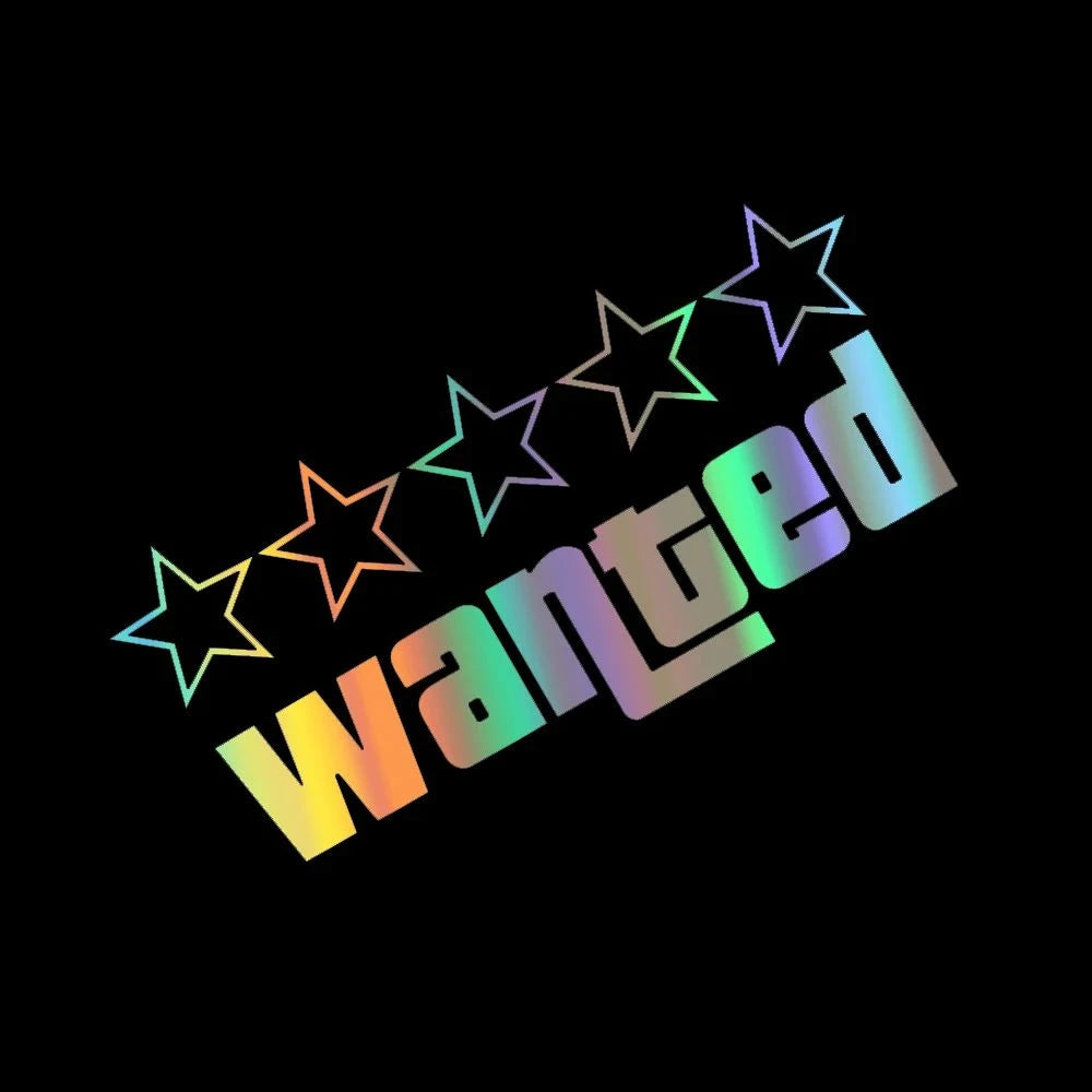 20*9cm Wanted Reflective Laser Car Sticker 3D Auto Sticker and Decals Reflective Car Decal Wholesale Car Styling Accessories