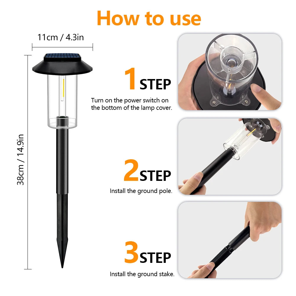 LED Solar Pathway Lights Outdoor Bright Solar Powered Landscape Lighting Waterproof Garden Lights Yard Lawn Patio Walkway Decor