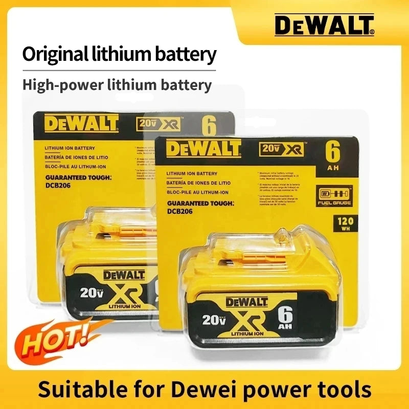 100% Genuine Dewalt 20V Battery, 5AH 6AH Rechargeable Lithium Ion Battery, Dewalt DCB200 Power Tool Replacement Battery