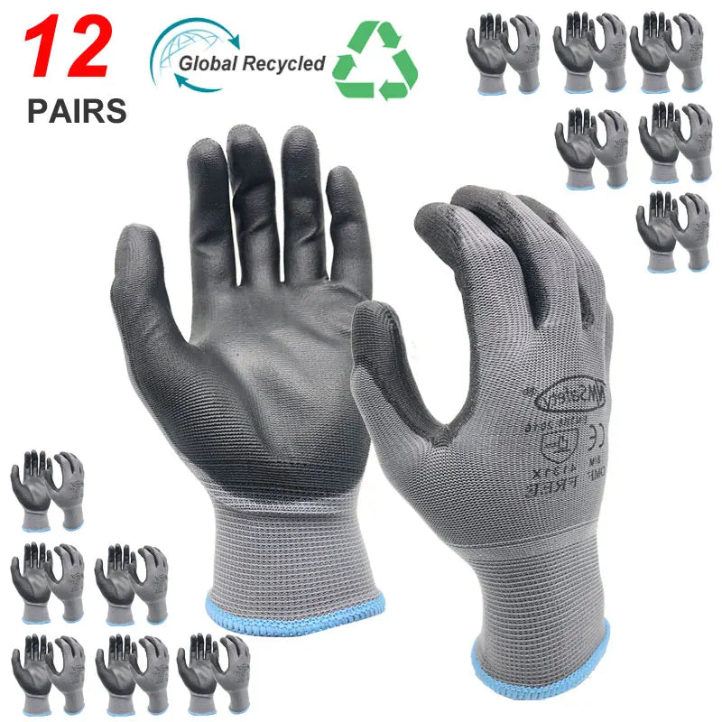 24Pieces/12Pairs Professional Working Protective Gloves For Men Construction Women Garden Nylon Running Glove Obtained CE EN388.