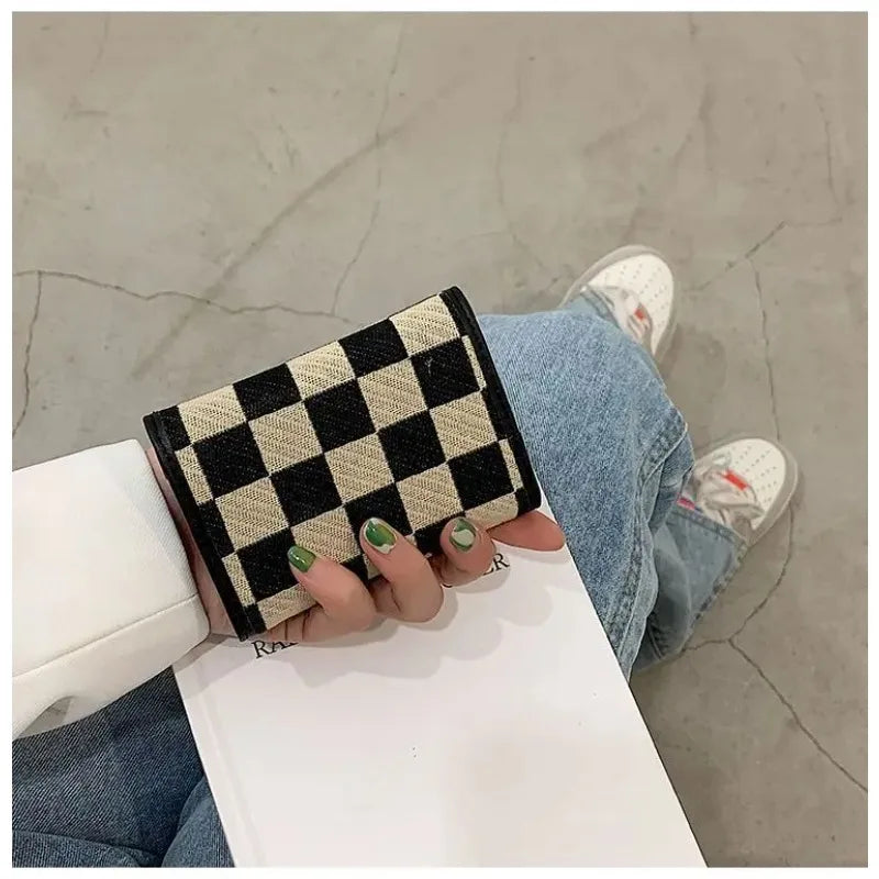 New Black and White Check Exquisite High-End Multi-Card Holder for Women