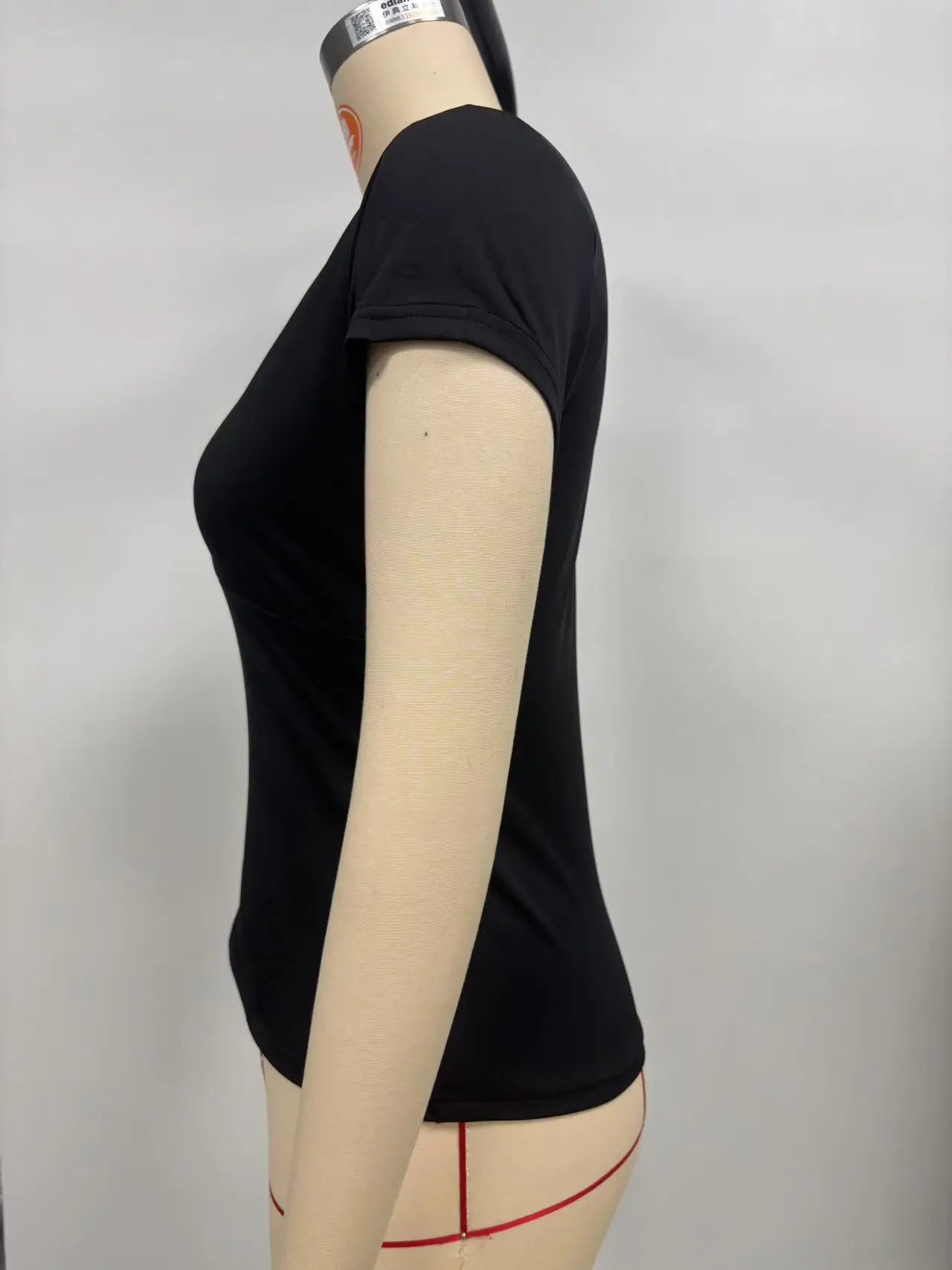 2025 Summer New Fashion Women's T-Shirt Solid-Color Slim-Fit V-Neck Short-Sleeve Top Y2k Clothing