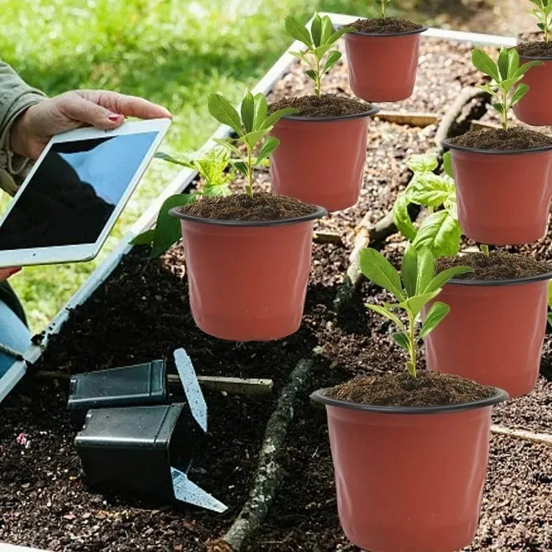 100/20x Flexible Plant Nursery Pots Red and Black Seed Starting Pots Succulents Seedlings Cuttings Transplant Plastic Container