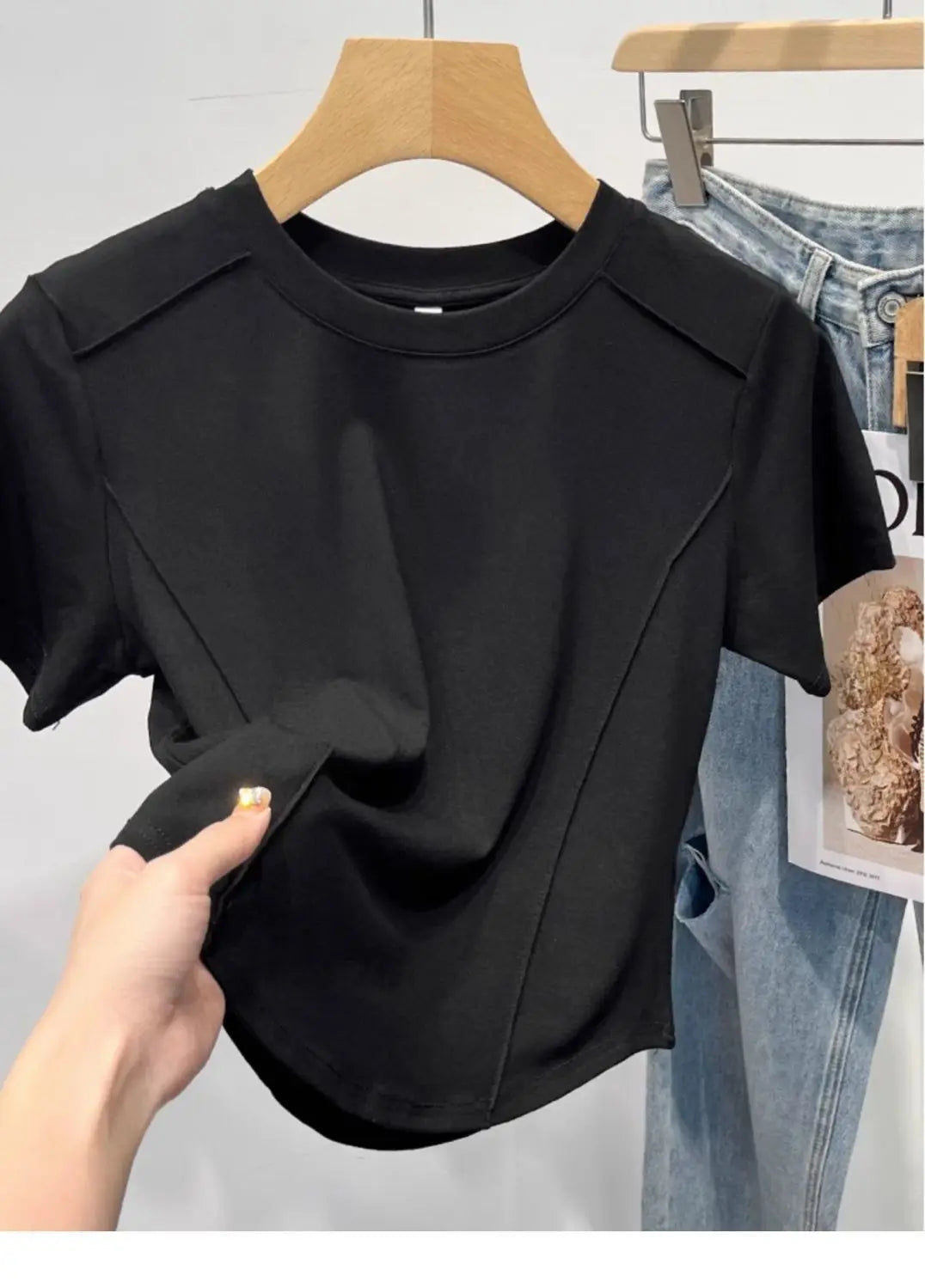 2026 Summer White T-shirt Cotton Female Short-sleeved Student Versatile Slim T-shirt Harajuku Crop Top Trend