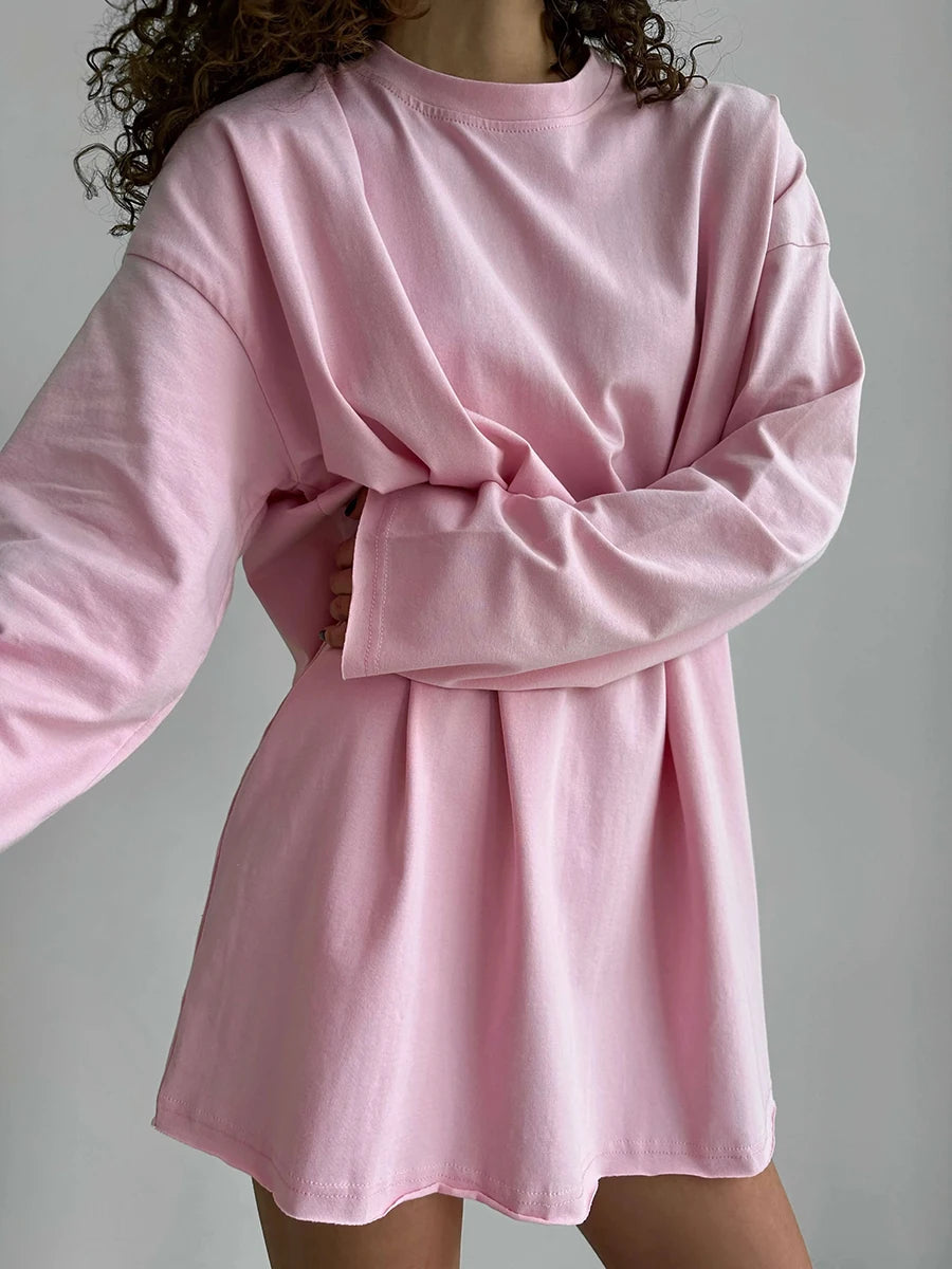 Blubelle Women Autumn 100% Cotton T-shirt Bottoming Spring Basic Fashionable Solid Lady Long Sleeve Loose Tops Shirts