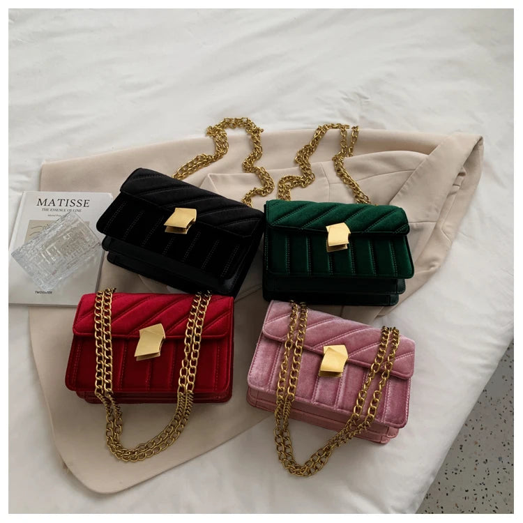 Women Velvet Underarm Bag New Light Luxury Simple One Shoulder Crossbody Bag Korean Fashionable Suede Versatile Small Square Bag