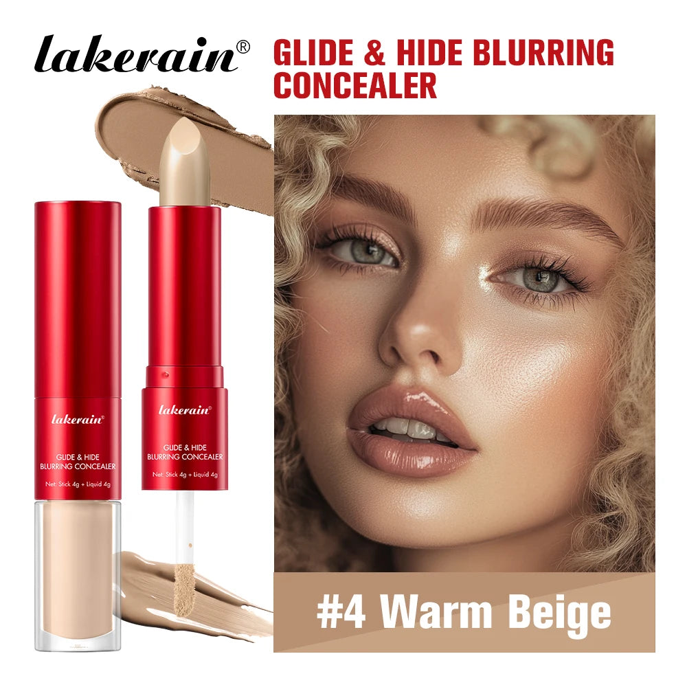 2 In 1 Glide & Hide Blurring Concealer Long-Lasting Full Coverage Foundation Waterproof Liquid Female Makeup for All Skin Types