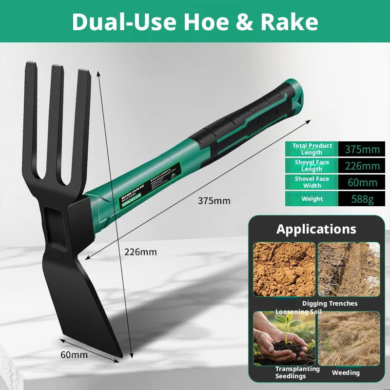Multifunctional Outdoor Pickaxe  4.6mm Thickness Gardening Tools ,Durable Hoe,Rake,Pickaxe for Digging Planting Weeding