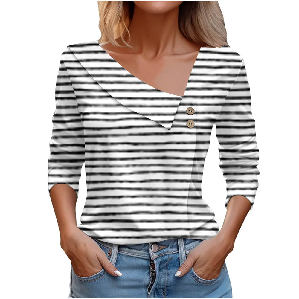 T Shirt For Women Fashion Long Sleeve Top White Floral Print Shirts And Blouses Autumn Winter Clothes For Women