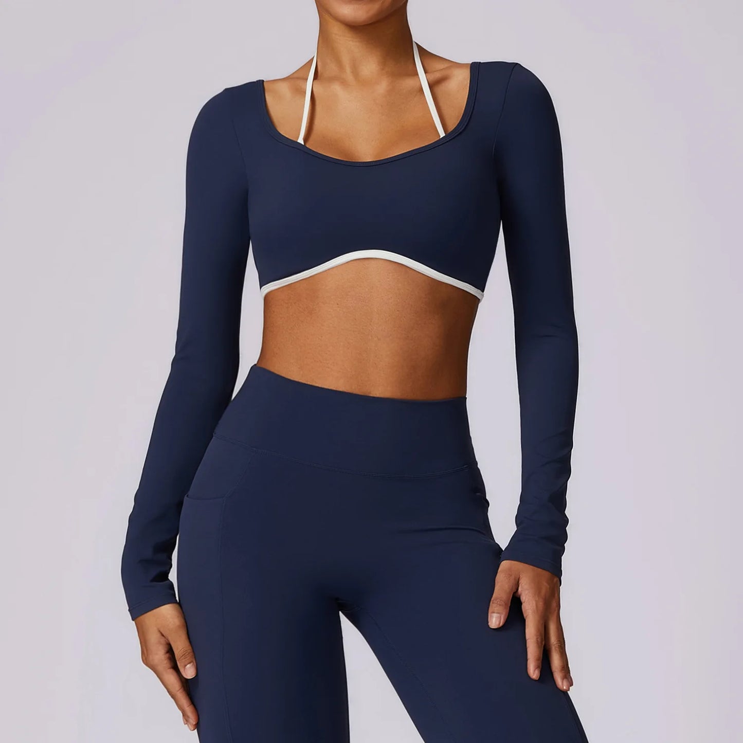 Women's Long Sleeve Top Hollowing Out Yoga Shirts Running T-Shirt Workout Running Fitness Gym Sports Top Training Crop Top