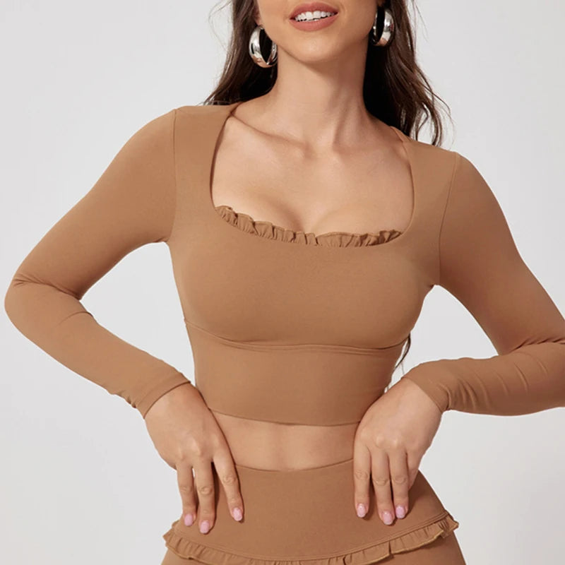 Cloud Hide Pilates Sports Shirt Fitness Long Sleeve Pink Yoga Blouse for Women Gym Top Running T-Shirts Fall Workout Sportswear