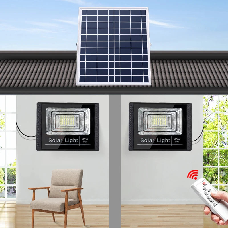 400W Led Solar Light High bright 2 Head Flood Light Waterproof Outdoor Garden wall light with Aluminum solar panel For garden