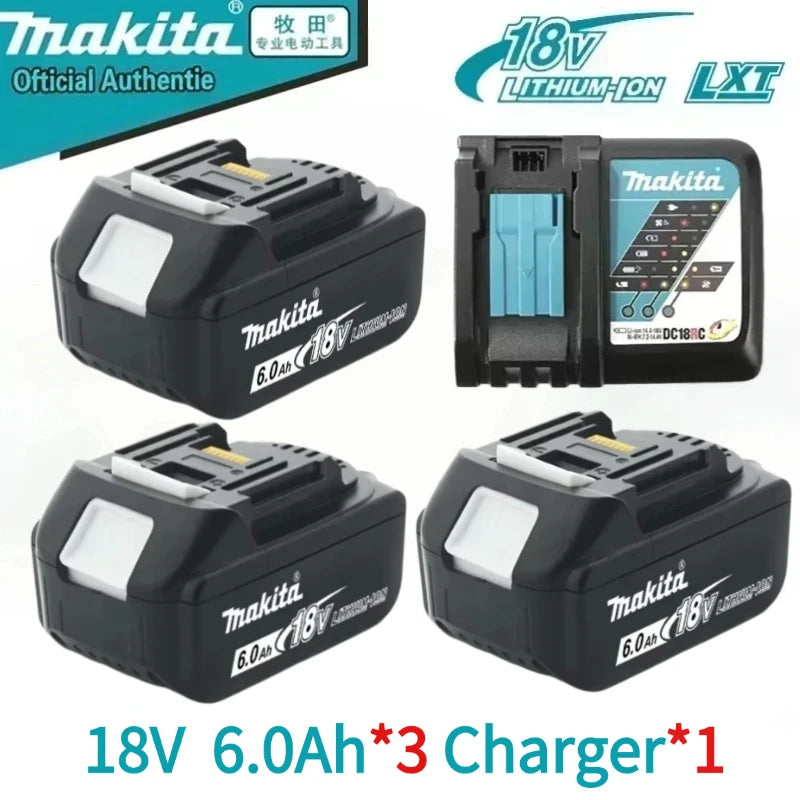 Original Makita 18V battery 6.0Ah Two Batteries One Charger Fast Charge DC18RC+BL1860B  makita outillages kit complet