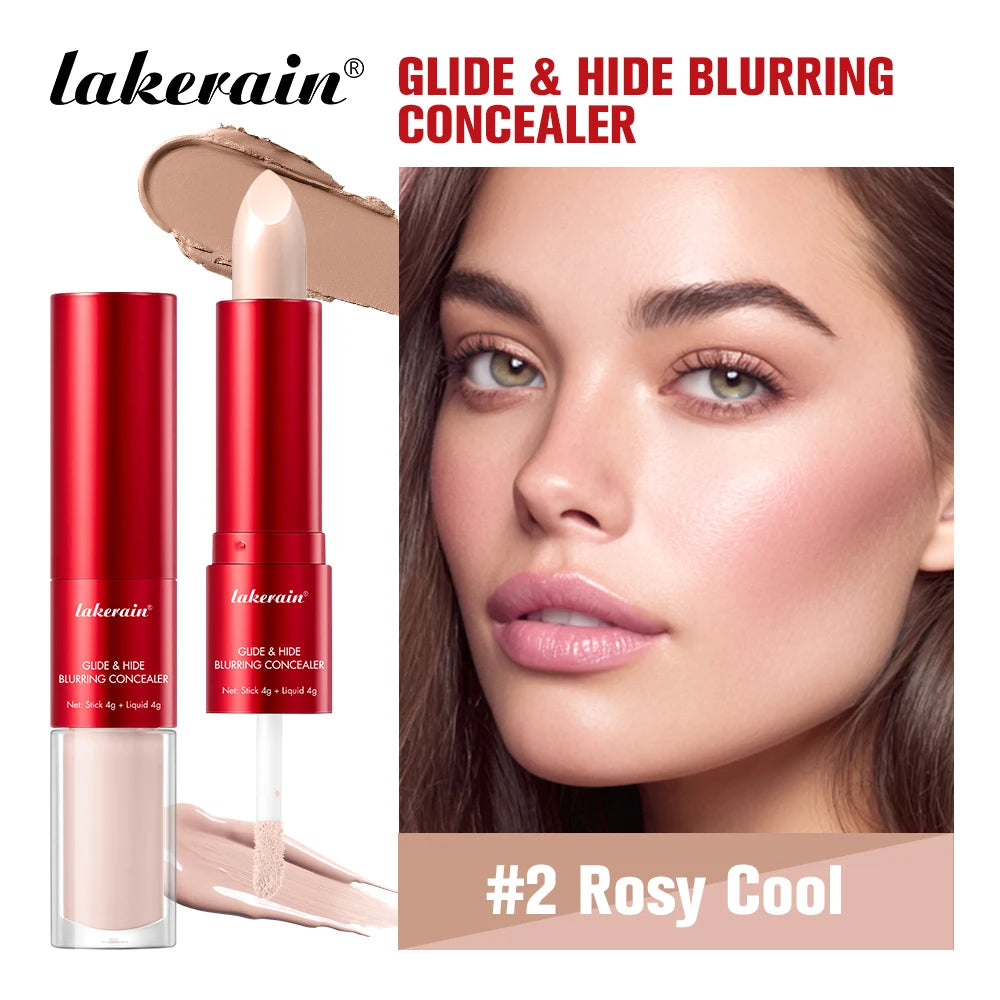 2 In 1 Glide & Hide Blurring Concealer Long-Lasting Full Coverage Foundation Waterproof Liquid Female Makeup for All Skin Types