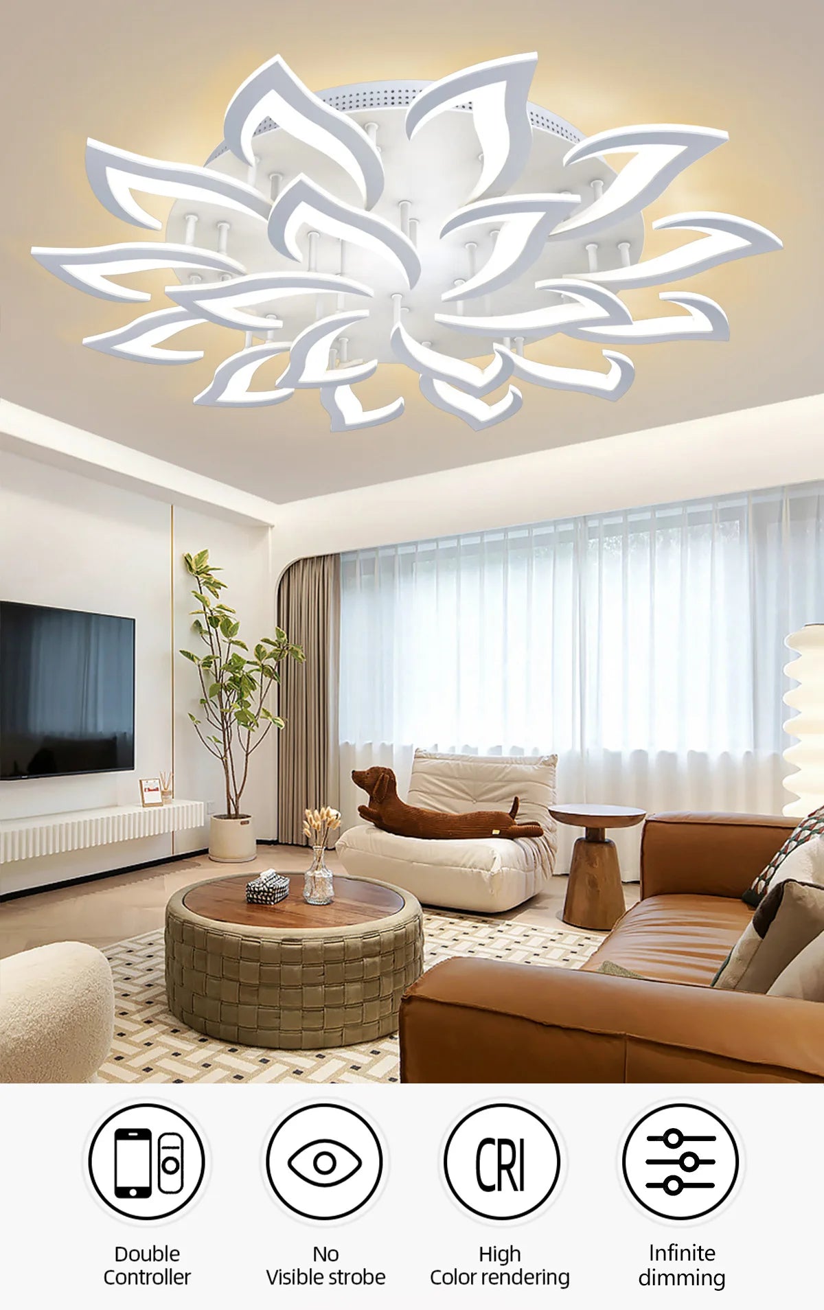 Hot Ceiling Lamp Adjustable Brightness Mobile Phone APP Control Cold and Warm Light Art Decoration Lights