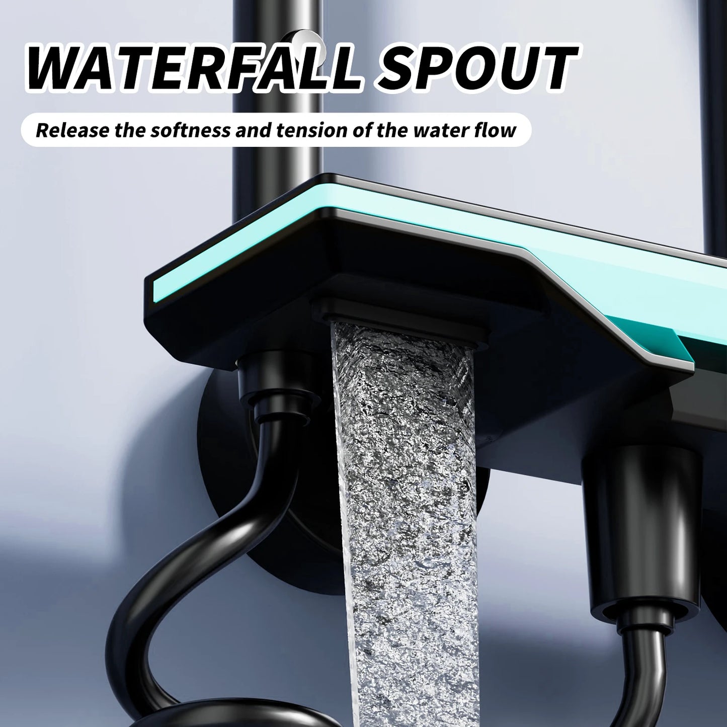 Bathroom shower Set with LED Digital Display Shower System Hot &Cold Mixer Tap Rainforest Overhead Shower Head Height-Adjustable
