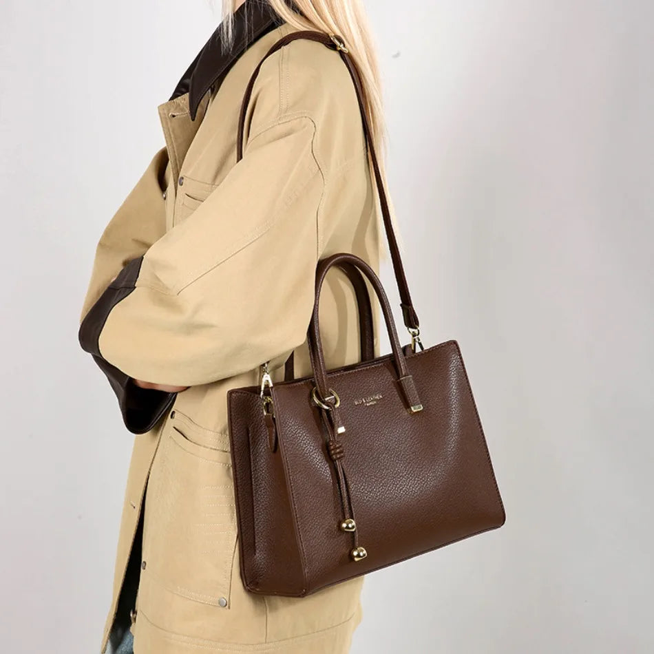 Genuine Brand Top Quality Pu Leather Handbag Women's Tote Messenger Sac Designer Large Capacity 3 Levels Shoulder Crossbody Bags