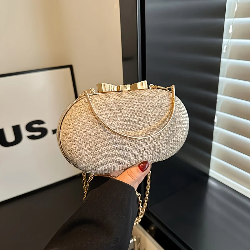 Light luxury sequined hand-held dinner bag, elegant style bag, high-end chain single-shoulder crossbody bag