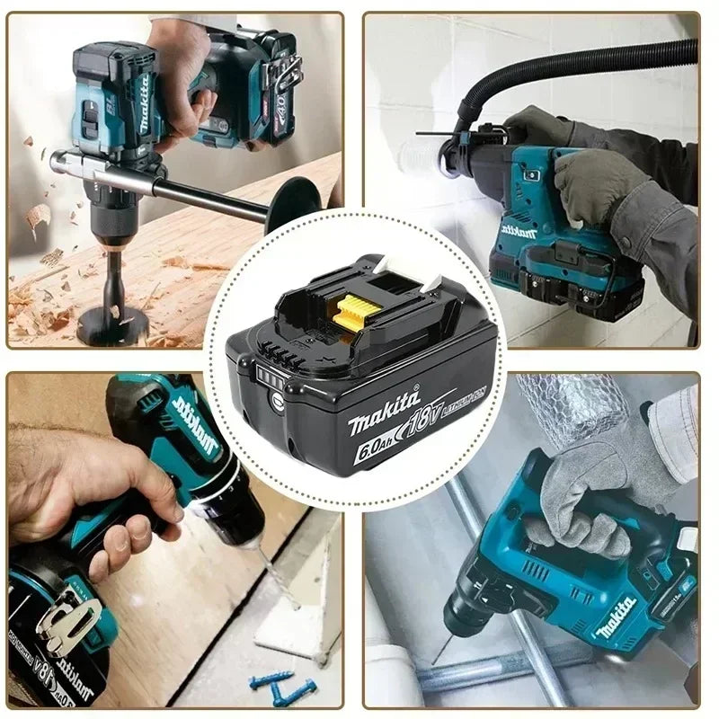 Original Makita 18V battery 6.0Ah Two Batteries One Charger Fast Charge DC18RC+BL1860B  makita outillages kit complet