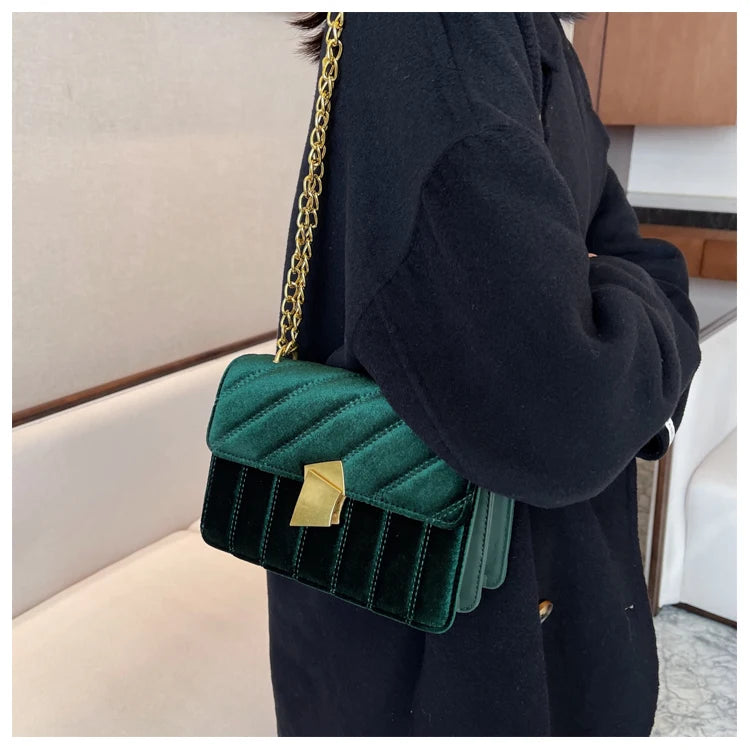Women Velvet Underarm Bag New Light Luxury Simple One Shoulder Crossbody Bag Korean Fashionable Suede Versatile Small Square Bag