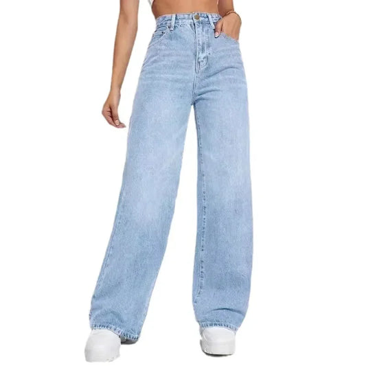 Women Mom Jeans Denim Y2k Pants Wide Leg Long Pant High Waist Loose Casual Straight Trousers Elegant Streetwear Autumn Winter