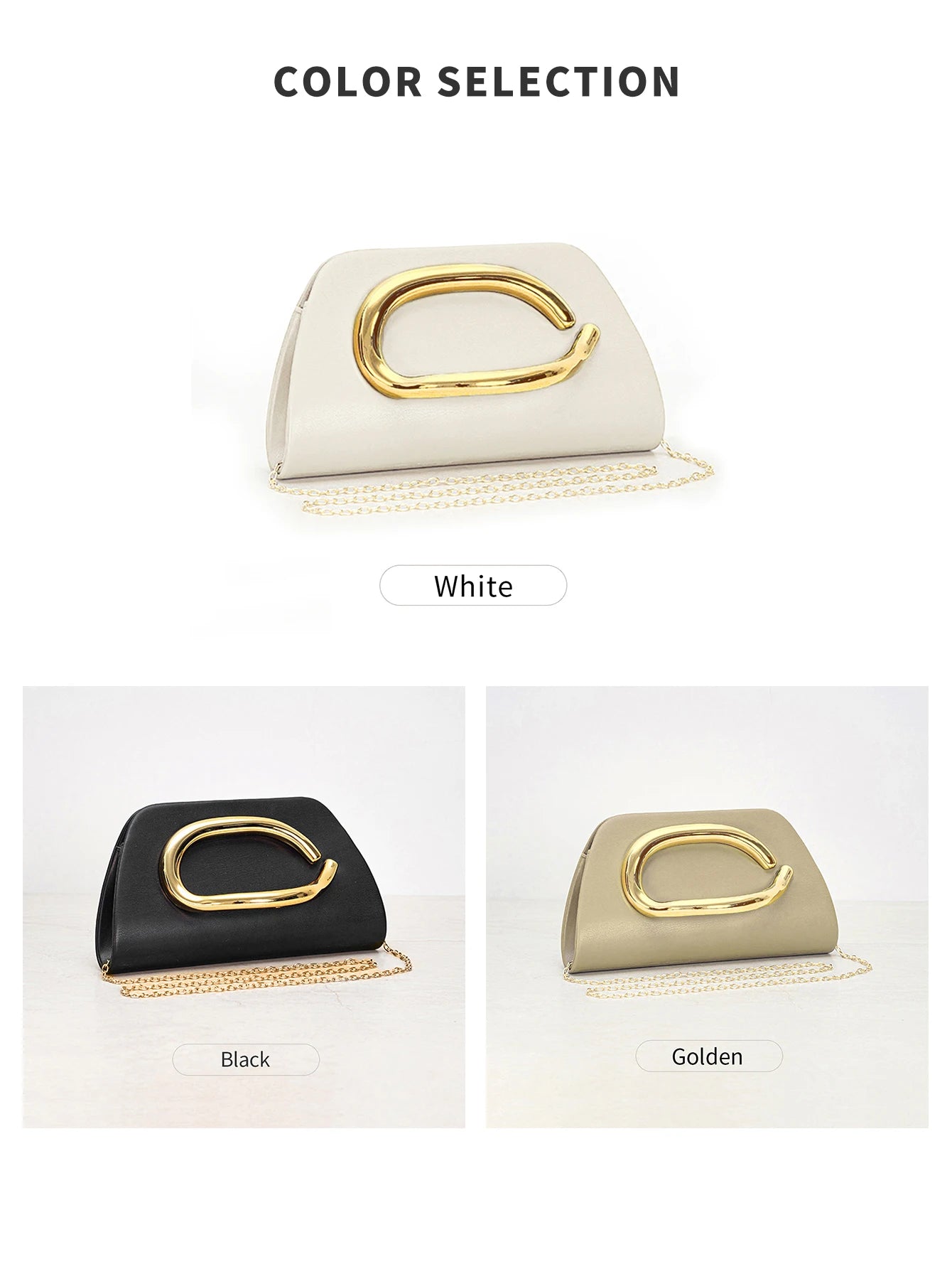 Gold Metal Buckle Box Clutch Fashion Women's Evening Bag Party Banquet Chain Crossbody Bag Luxury Designer Shoulder Bag Wallet