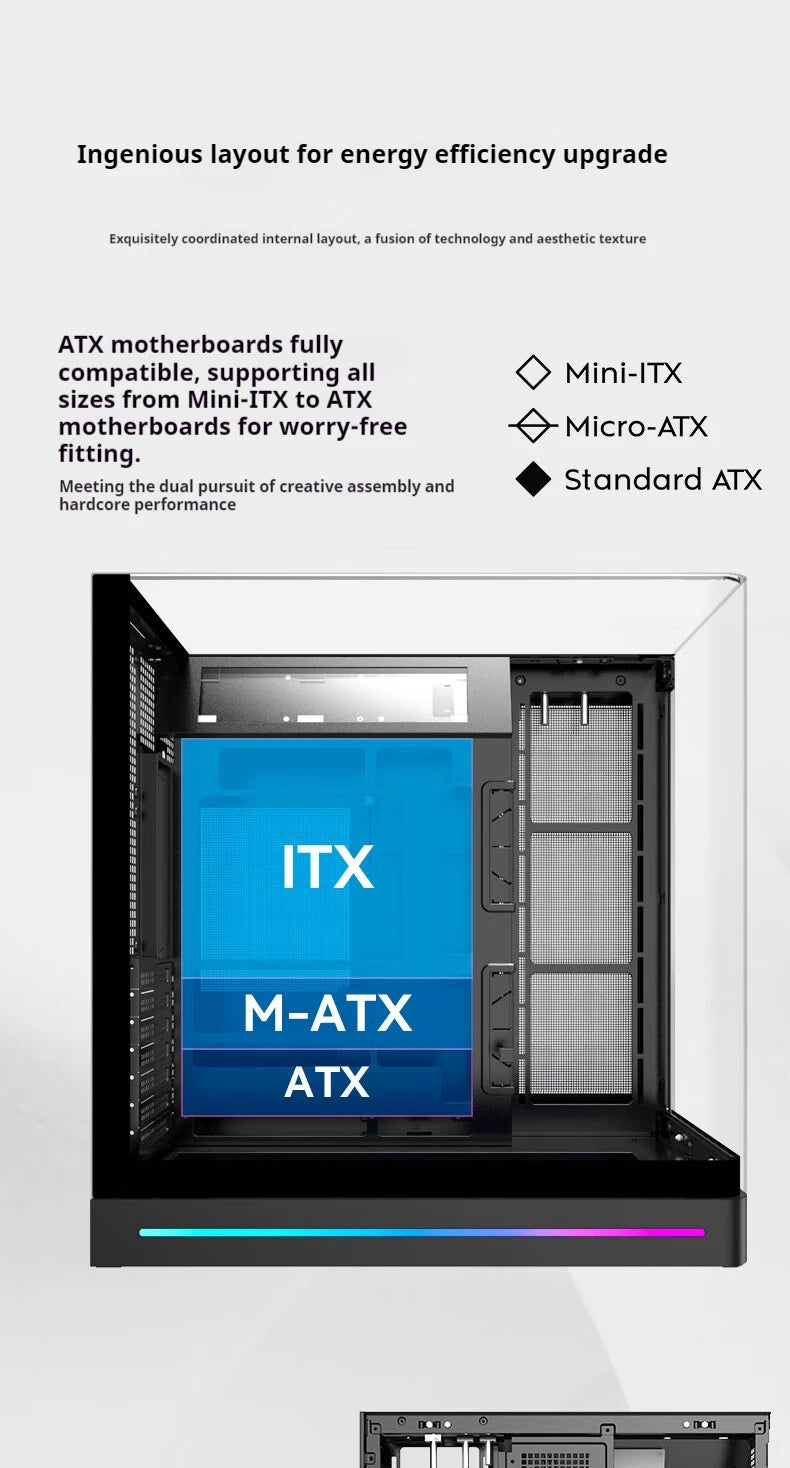 WJCOOLMAN AITO Plus ATX PC case 9.16-inch software screen RGB light strip 360 water cooler curved glass computer case