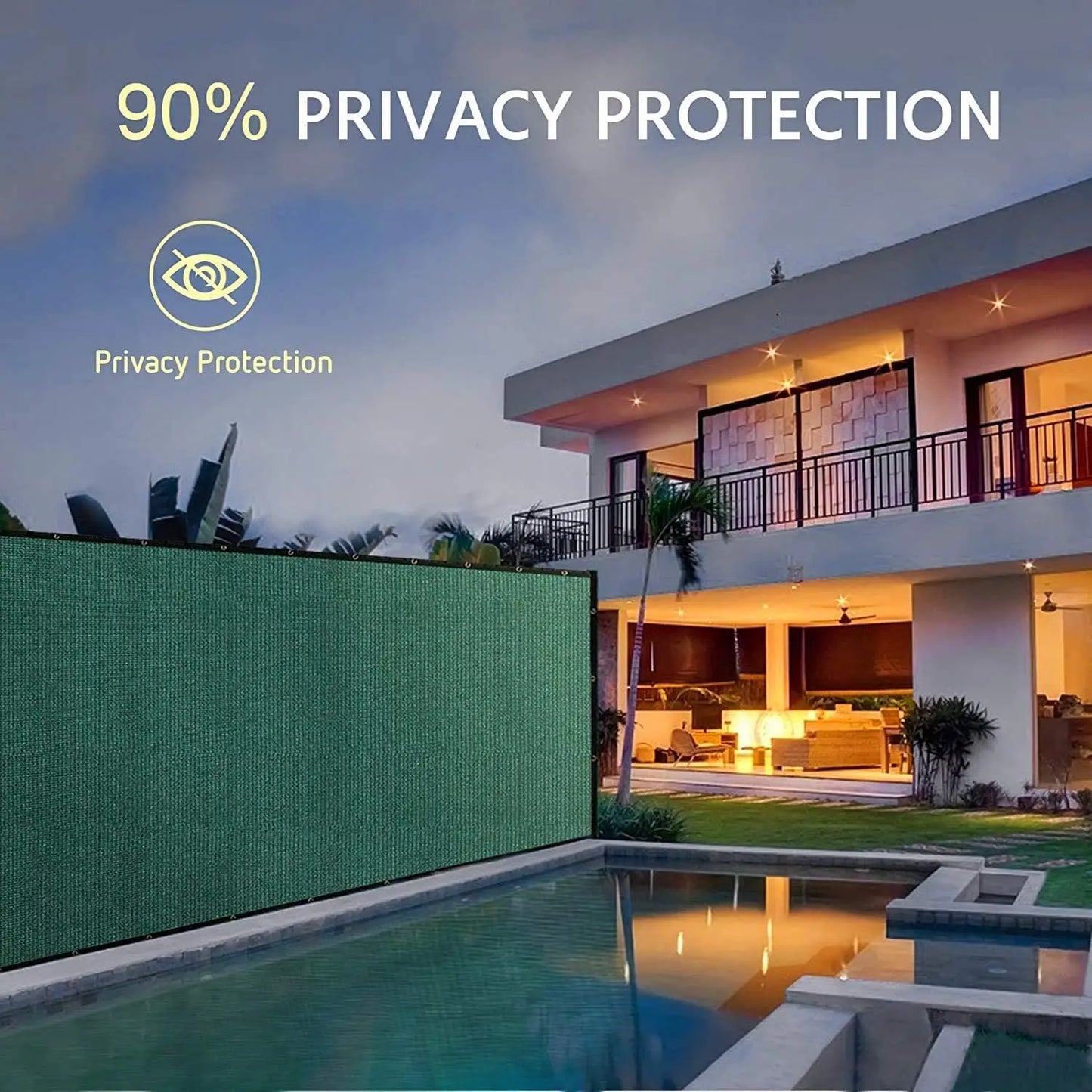 Dark Green Fence Privacy Screen Windscreen Cover Fabric Shade Tarp Netting Mesh Cloth for for Outdoor Fence Backyard, Patio
