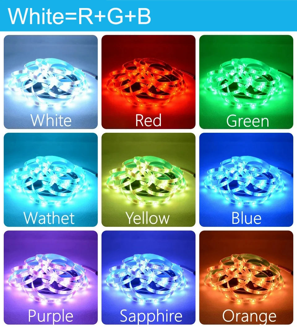 Wifi Led Strip Lights 220v 5050 Bluetooth Led Tape Light Strip Music Sync Led Lighting Strips Adhesive Smart Led Strip 12v Rgb