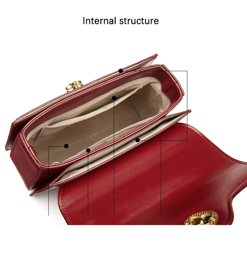 Luxury Handbag New PU Material Square Bag French Style Elegant Retro Single Shoulder Crossbody Bag Wedding Banquet Commuter