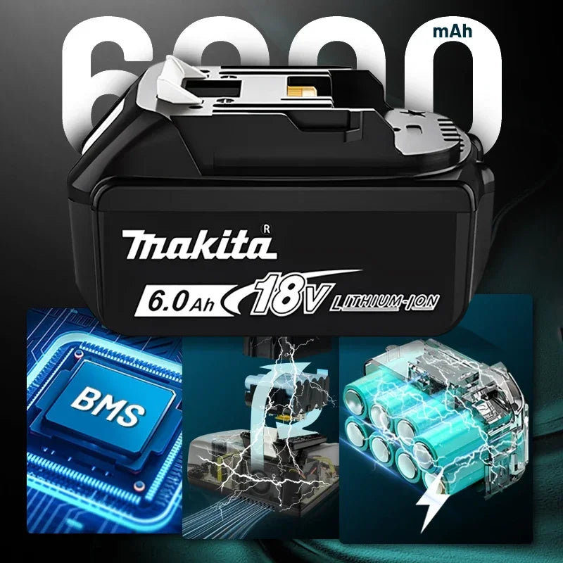 Original Makita 18V battery 6.0Ah Two Batteries One Charger Fast Charge DC18RC+BL1860B  makita outillages kit complet