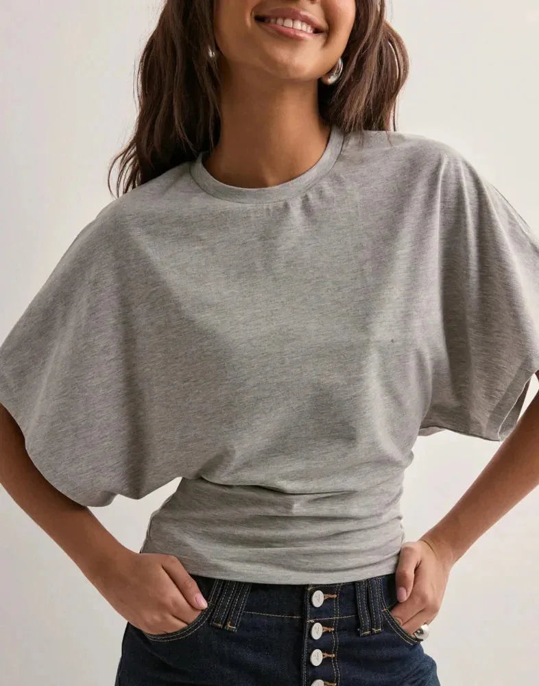 2025 Fashion Summer Simple Matching T-shirt Round Neck Pullover Tops Short Sleeve Waist Slim Solid Loose Casual Women's Cothing
