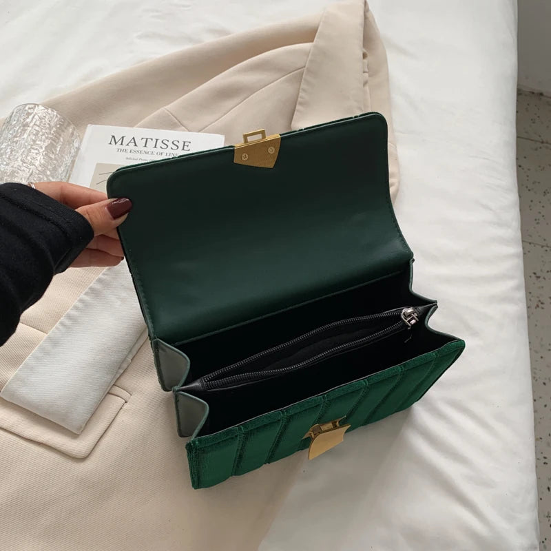 Women Velvet Underarm Bag New Light Luxury Simple One Shoulder Crossbody Bag Korean Fashionable Suede Versatile Small Square Bag