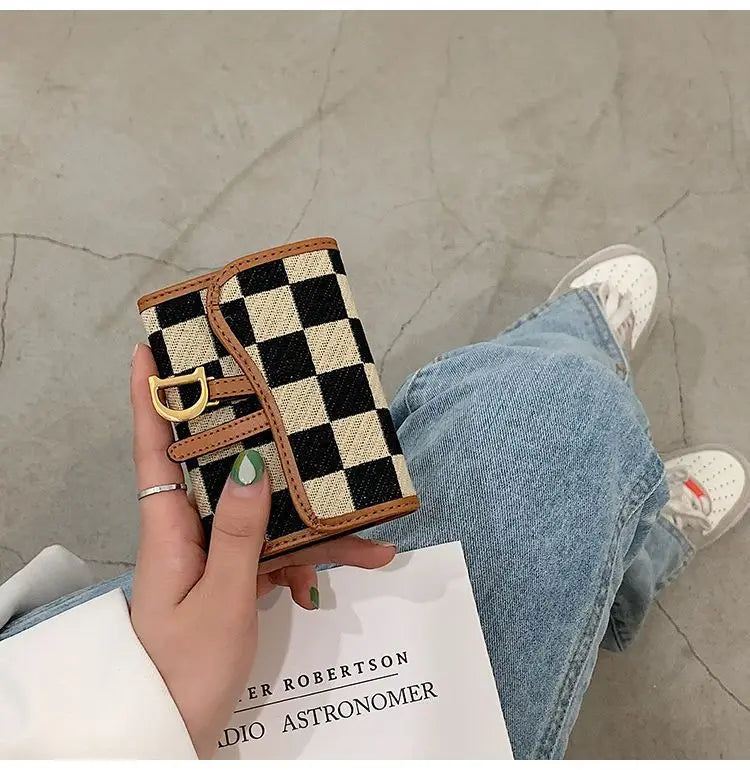 New Black and White Check Exquisite High-End Multi-Card Holder for Women