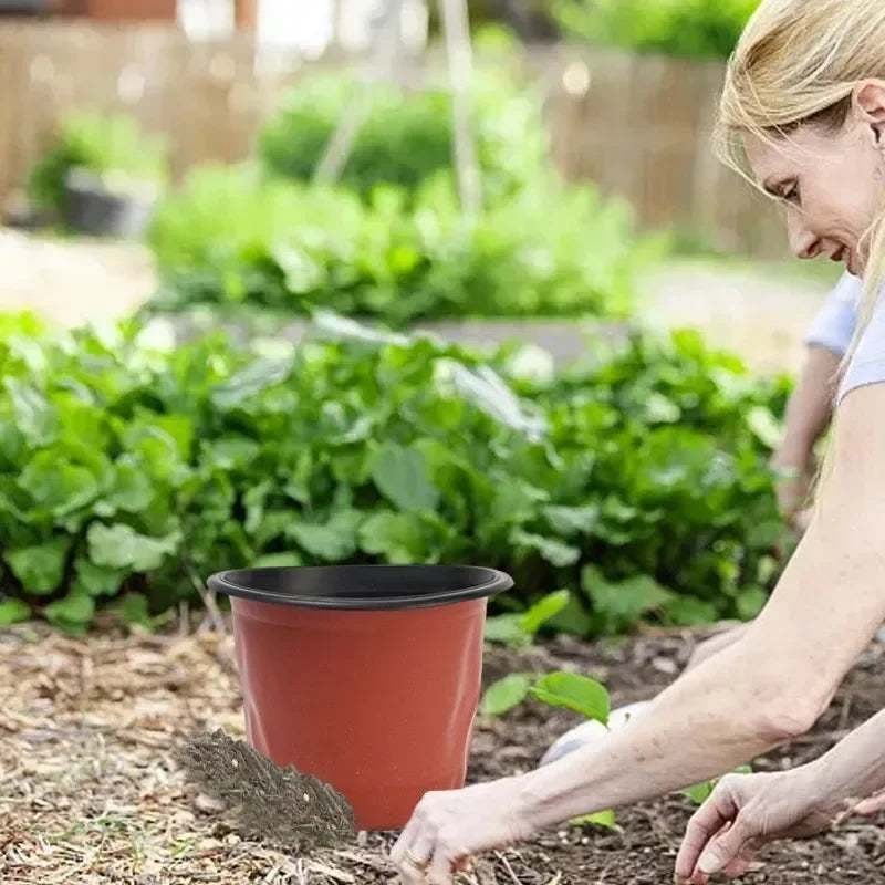 100/20x Flexible Plant Nursery Pots Red and Black Seed Starting Pots Succulents Seedlings Cuttings Transplant Plastic Container