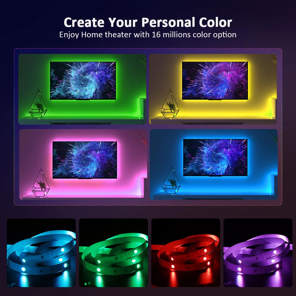 Wifi Led Strip Lights 220v 5050 Bluetooth Led Tape Light Strip Music Sync Led Lighting Strips Adhesive Smart Led Strip 12v Rgb